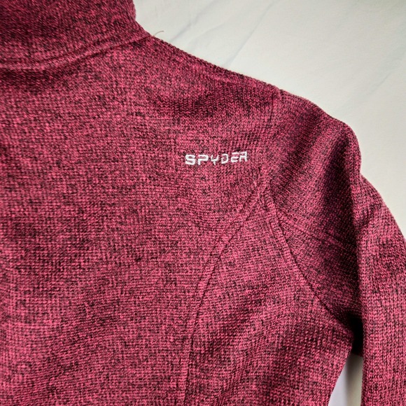 Spyder Women Burgundy Heathered Full Zip Fleece Jacket Size S - Picture 5 of 8